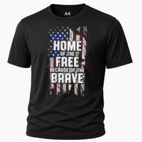 US Flag Home Of The Free Because Of The Brave Cooling Performance Crew T-Shirt