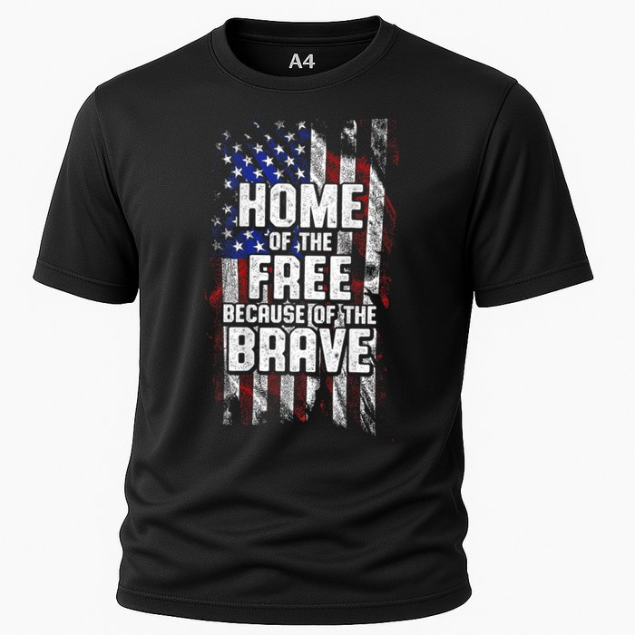 US Flag Home Of The Free Because Of The Brave Cooling Performance Crew T-Shirt