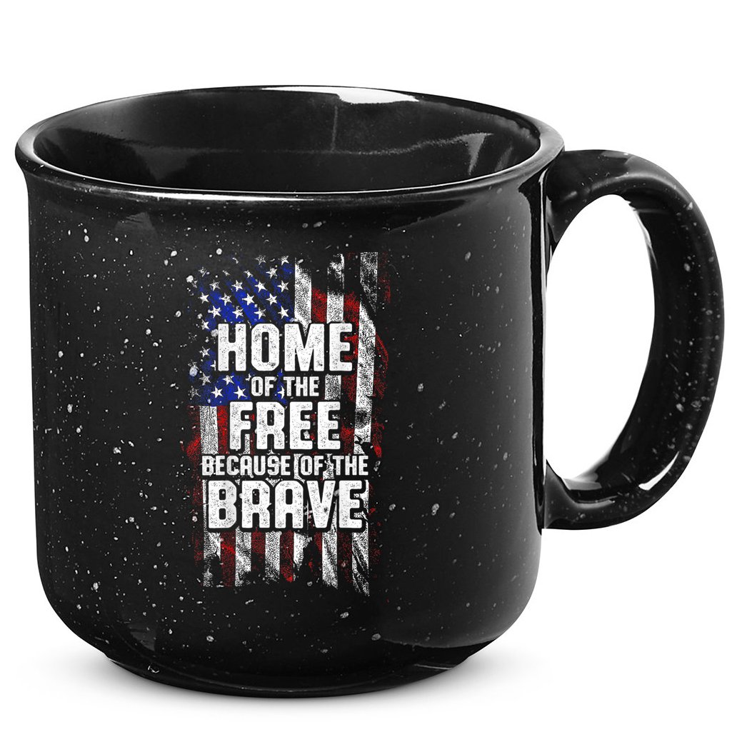 US Flag Home Of The Free Because Of The Brave 15oz Campfire Ceramic Mug