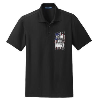 US Flag Home Of The Free Because Of The Brave Dry Zone Grid Polo