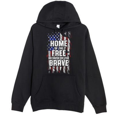 US Flag Home Of The Free Because Of The Brave Premium Pullover Hoodie