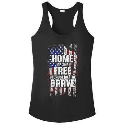 US Flag Home Of The Free Because Of The Brave Ladies PosiCharge Competitor Racerback Tank