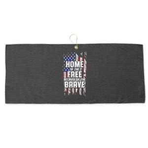 US Flag Home Of The Free Because Of The Brave Large Microfiber Waffle Golf Towel