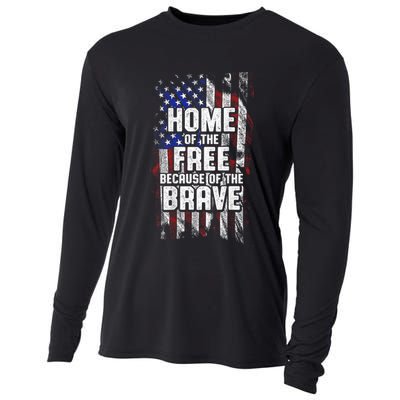 US Flag Home Of The Free Because Of The Brave Cooling Performance Long Sleeve Crew