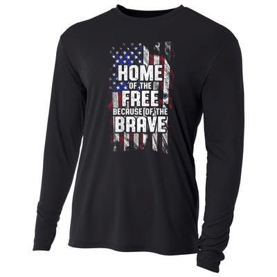 US Flag Home Of The Free Because Of The Brave Cooling Performance Long Sleeve Crew