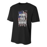 US Flag Home Of The Free Because Of The Brave Youth Performance Sprint T-Shirt