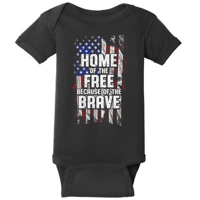 US Flag Home Of The Free Because Of The Brave Baby Bodysuit