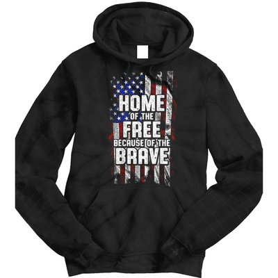 US Flag Home Of The Free Because Of The Brave Tie Dye Hoodie