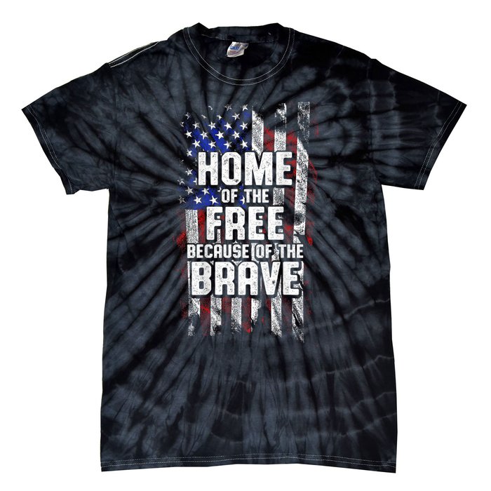 US Flag Home Of The Free Because Of The Brave Tie-Dye T-Shirt