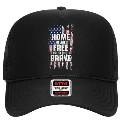 US Flag Home Of The Free Because Of The Brave Trucker Hat