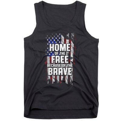 US Flag Home Of The Free Because Of The Brave Tank Top