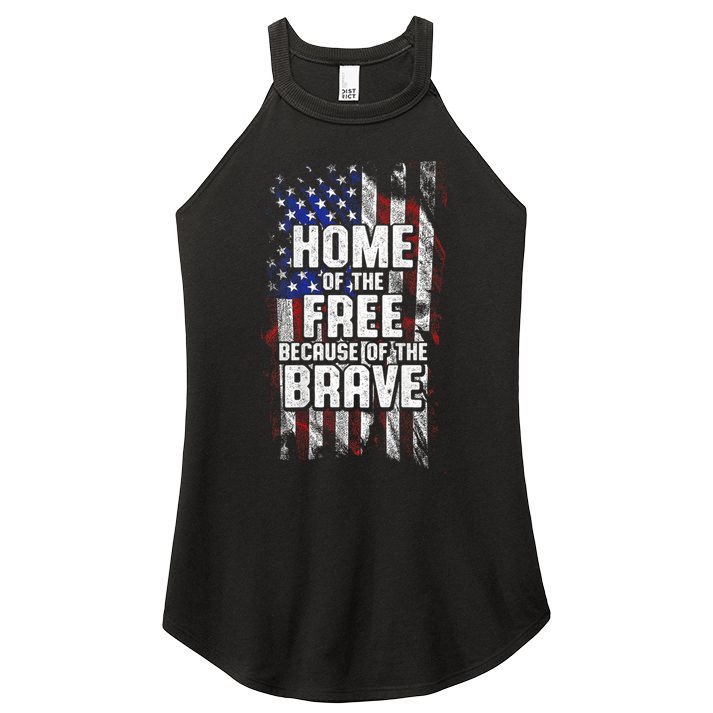 US Flag Home Of The Free Because Of The Brave Women's Perfect Tri Rocker Tank