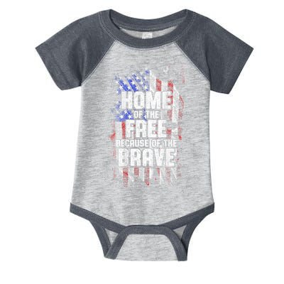 US Flag Home Of The Free Because Of The Brave Infant Baby Jersey Bodysuit