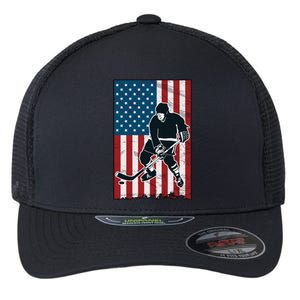 Usa Flag Hockey Ice Hockey Cute Gift Flexfit Unipanel Trucker Cap