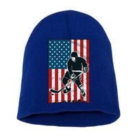 Usa Flag Hockey Ice Hockey Cute Gift Short Acrylic Beanie