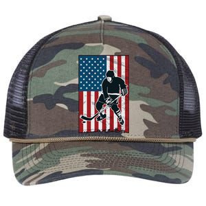 Usa Flag Hockey Ice Hockey Cute Gift Retro Rope Trucker Hat Cap