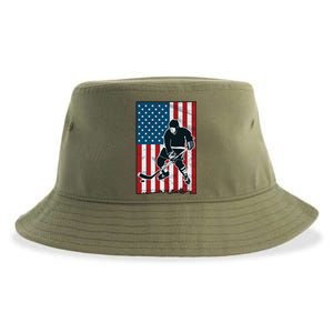 Usa Flag Hockey Ice Hockey Cute Gift Sustainable Bucket Hat