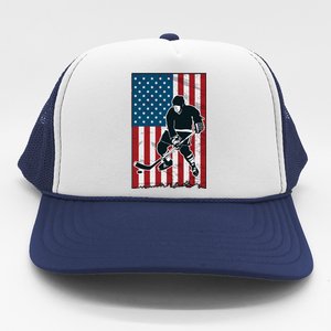 Usa Flag Hockey Ice Hockey Cute Gift Trucker Hat