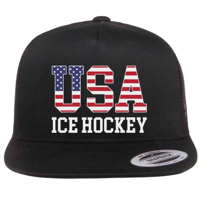 Usa Flag Hockey Player American Usa Ice Hockey Flatbill Hat