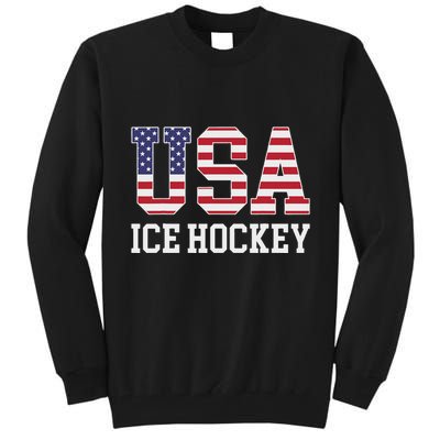 Usa Flag Hockey Player American Usa Ice Hockey Tall Sweatshirt