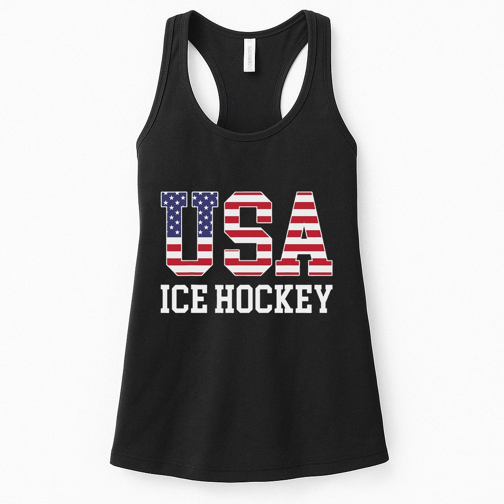 Usa Flag Hockey Player American Usa Ice Hockey Womens Tank Top