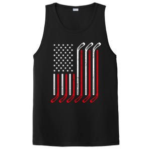 Usa Flag Hockey Sticks Sport Hockey Player Goalie Ice Hockey Gift PosiCharge Competitor Tank