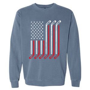 Usa Flag Hockey Sticks Sport Hockey Player Goalie Ice Hockey Gift Garment-Dyed Sweatshirt