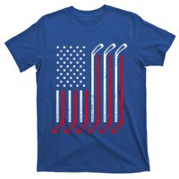 Usa Flag Hockey Sticks Sport Hockey Player Goalie Ice Hockey Gift T-Shirt