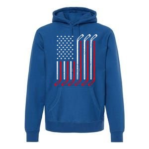 Usa Flag Hockey Sticks Sport Hockey Player Goalie Ice Hockey Gift Premium Hoodie