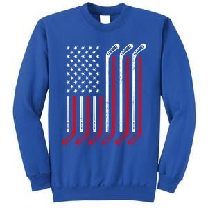 Usa Flag Hockey Sticks Sport Hockey Player Goalie Ice Hockey Gift Tall Sweatshirt