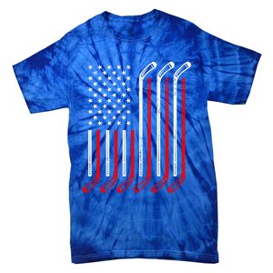 Usa Flag Hockey Sticks Sport Hockey Player Goalie Ice Hockey Gift Tie-Dye T-Shirt