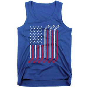 Usa Flag Hockey Sticks Sport Hockey Player Goalie Ice Hockey Gift Tank Top