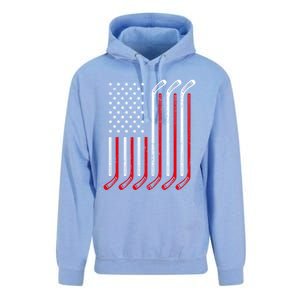 Usa Flag Hockey Sticks Sport Hockey Player Goalie Ice Hockey Gift Unisex Surf Hoodie