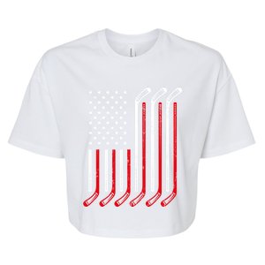 Usa Flag Hockey Sticks Sport Hockey Player Goalie Ice Hockey Gift Bella+Canvas Jersey Crop Tee