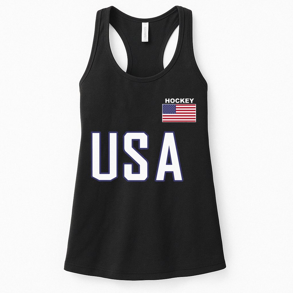 USA Flag Hockey Hoodie Cool Pocket Equipment Womens Tank Top