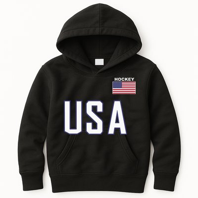 USA Flag Hockey Hoodie Cool Pocket Equipment Kids Hoodie