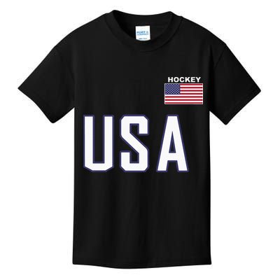 USA Flag Hockey Hoodie Cool Pocket Equipment Kids T-Shirt