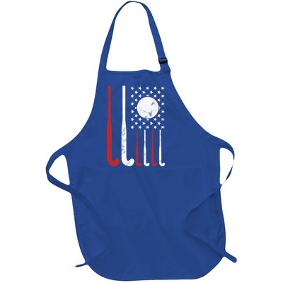 Usa Field Hockey Gift American Flag Fockey Lovers Gift Full-Length Apron With Pockets