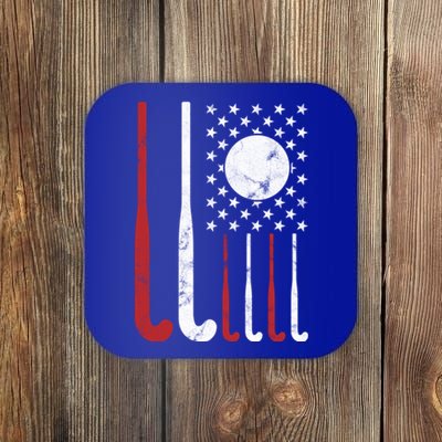 Usa Field Hockey Gift American Flag Fockey Lovers Gift Coaster