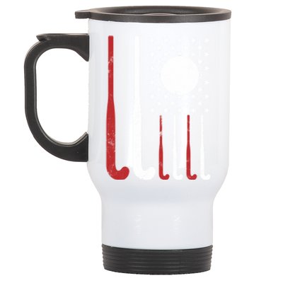 Usa Field Hockey Gift American Flag Fockey Lovers Gift Stainless Steel Travel Mug