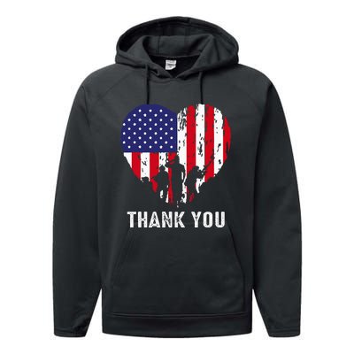 USA Flag Heart American Patriotic Armed Forces Memorial Day Performance Fleece Hoodie