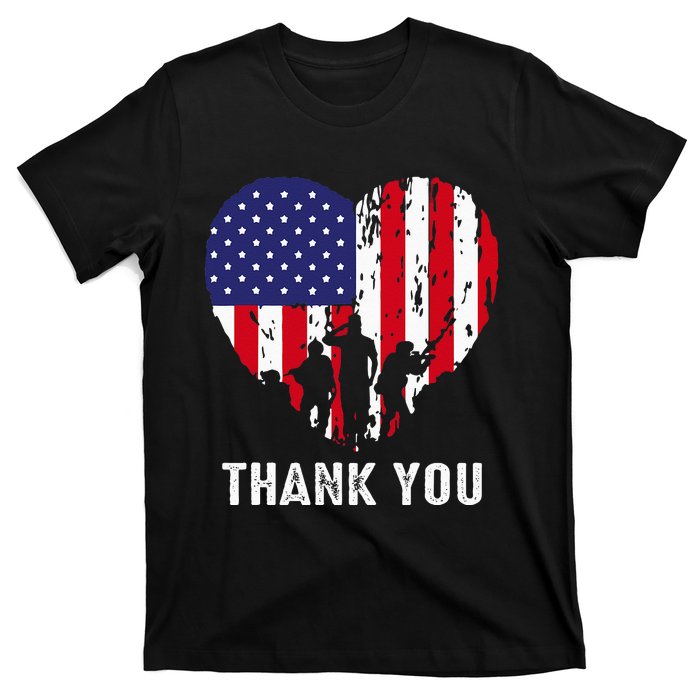 USA Flag Heart American Patriotic Armed Forces Memorial Day T-Shirt