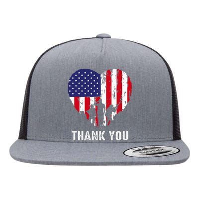 USA Flag Heart American Patriotic Armed Forces Memorial Day Flat Bill Trucker Hat