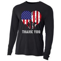 USA Flag Heart American Patriotic Armed Forces Memorial Day Cooling Performance Long Sleeve Crew