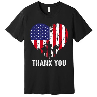 USA Flag Heart American Patriotic Armed Forces Memorial Day Premium T-Shirt