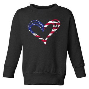 USA Flag Heart American Patriotic Armed Forces Memorial Day Toddler Sweatshirt