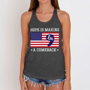 Us Flag Hope Is Making A Comeback Kamala Harris 2024 Women's Knotted Racerback Tank