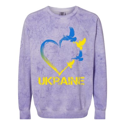 Ukraine Flag Heart Vintage Ukrainian Lovers Ukraine Colorblast Crewneck Sweatshirt