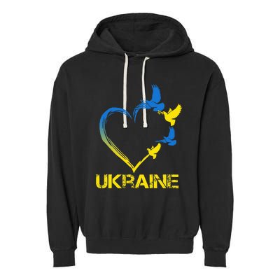 Ukraine Flag Heart Vintage Ukrainian Lovers Ukraine Garment-Dyed Fleece Hoodie