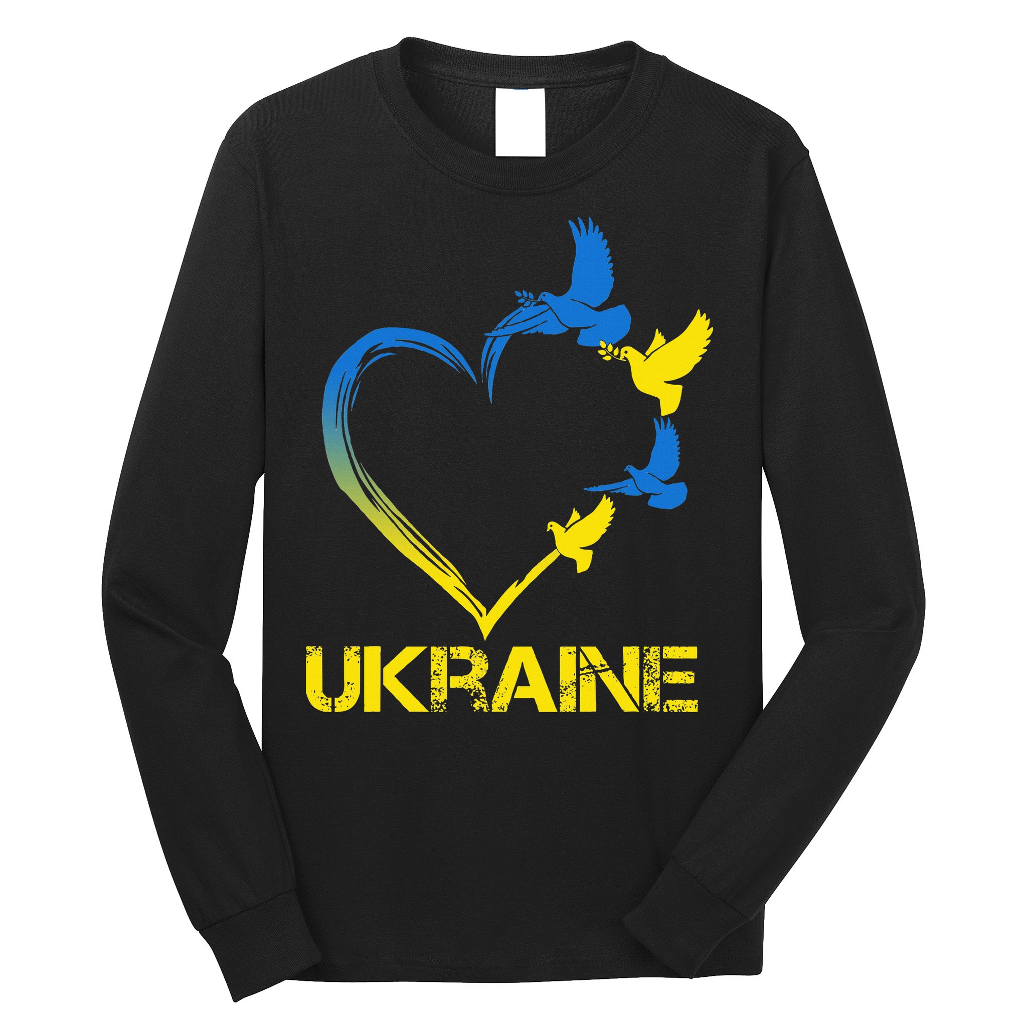 Ukraine Flag Heart Vintage Ukrainian Lovers Ukraine Long Sleeve Shirt